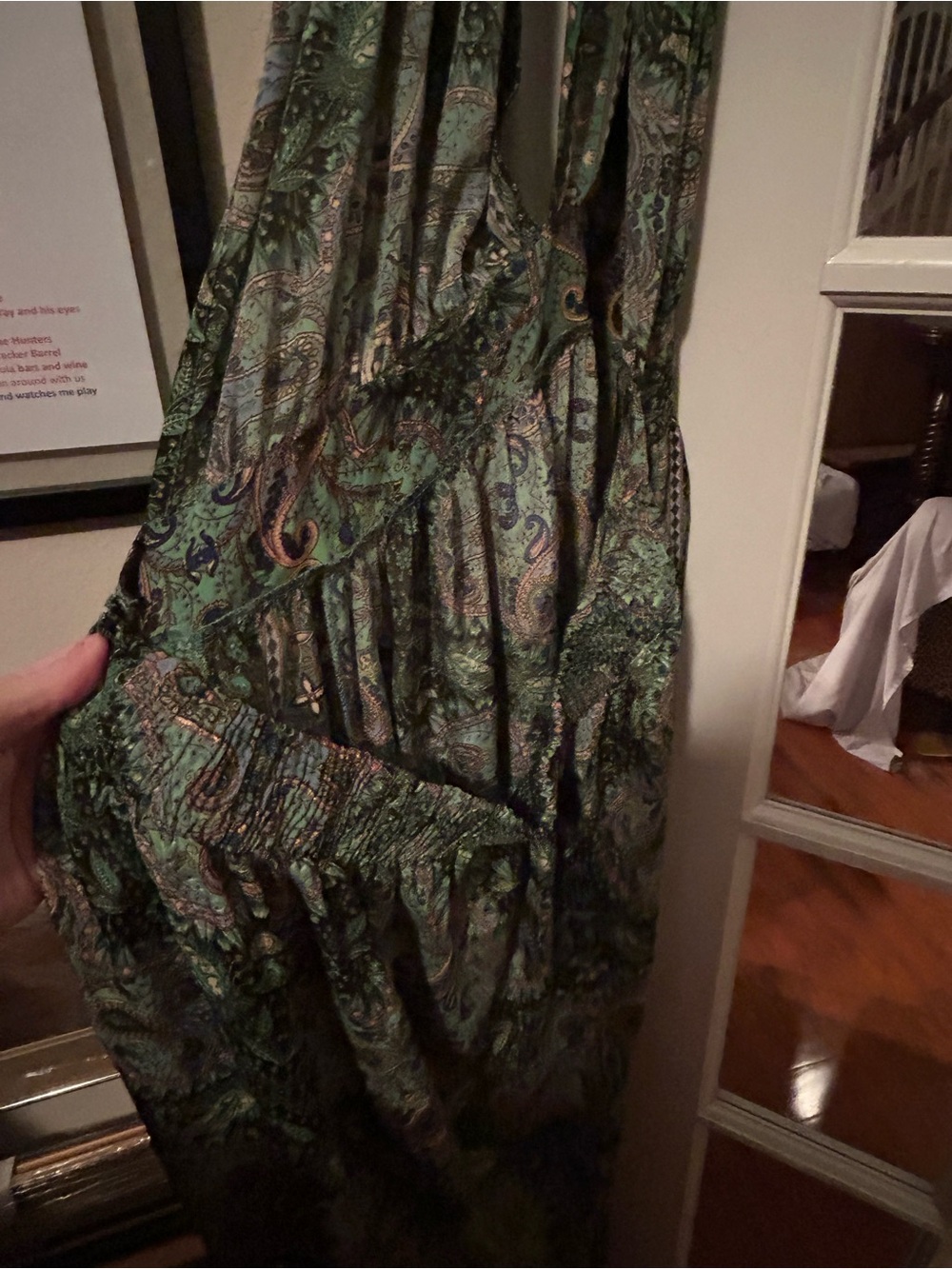 Green Paisley Maxi Dress - Sleeveless Women's Dress halter with tie up